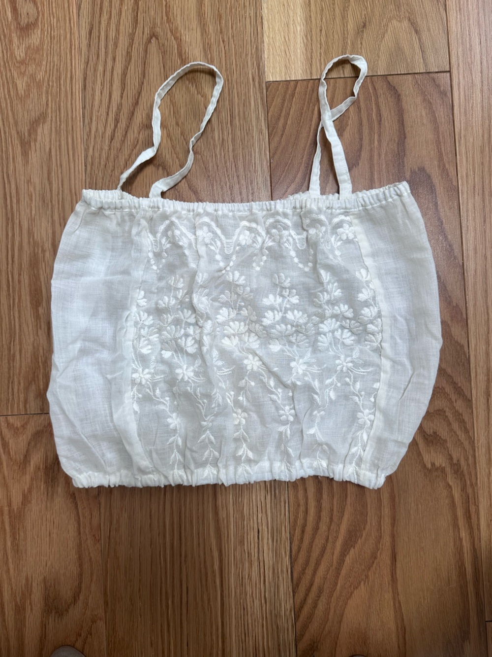 Vintage Ivory Embroidered Linen Camisole